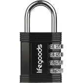 LifeGoods Hangslot - Cijferslot - Kofferslot - Reisslot - 4-Cijfers - Weerbestendig - Zwart