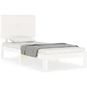 vidaXL Bedframe zonder matras massief grenenhout wit 90x200 cm