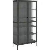 vidaXL Hoge kast 85x40x180 cm glas en staal zwart