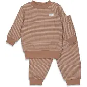 Feetje Wafel pyjama bruin/wit Jongens/Meisjes Katoen Streep - maat 152