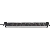 Brennenstuhl 1390007009 Stekkerdoos 19 inch 9-voudig Zilver, Zwart Randaarde stekker 1 stuk(s)