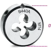 Beta Snijplaten, grove spoed, metrische draad, verchroomd staal 440A 14X2 - 004400114