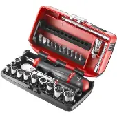 Facom compacte 1/4" doppenset 12 kant met ratel metstofdichte kop - inch - RL.NANO-U112