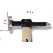 Beta Uitdeukhamer met ronde vlakke baan en puntige pen, houten steel 1353 - 013530010