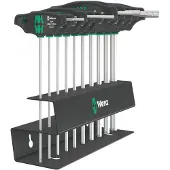 Wera 05023454001 10-delige 454/10 HF Set Imperial 2 Hex-Plus T-Greep Schroevendraaierset In Metalen Rek