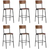 vidaXL Barstoelen 6 st massief multiplex staal