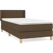vidaXL Boxspring met matras stof donkerbruin 100x200 cm