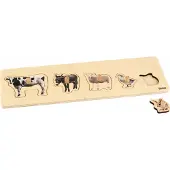 Nienhuis MONTESSORI Kinderpuzzel Boerderijdieren - Kinderpuzzel - Houten speelgoed - Houten puzzel - Educatief speelgoed - Houten dieren speelgoed - 5 stukjes - Vanaf 2 jaar