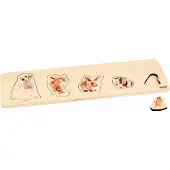 Nienhuis MONTESSORI Kinderpuzzel Huisdieren - Houten speelgoed - Houten puzzel - Educatief speelgoed - Houten dieren speelgoed - 5 stukjes - Vanaf 2 jaar