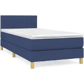 vidaXL Boxspringbed met matras, blauw, 90x190 cm, gestoffeerd