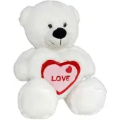 Gerim Pluche knuffelbeer met wit/rood Love hartje 30 cm - Knuffelberen