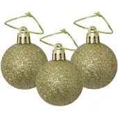 Gerimport 12x stuks kerstballen goud glitters kunststof 4 cm - Kerstbal