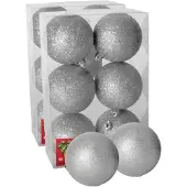 Gerimport 12x stuks kerstballen zilver glitters kunststof 4 cm - Kerstbal