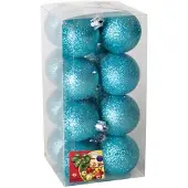 Gerimport Kerstballen - 16x - ijsblauw - kunststof - D5 cm - Kerstbal