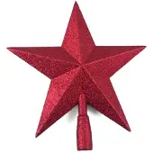 Gerimport Kunststof kerstboom ster piek rood 27 cm - Kerstpieken - kerstboompieken