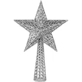 Gerimport Kunststof kerstboom ster piek zilver 36 cm - Kerstpieken - kerstboompieken