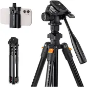 K&F Concept Video Travel Tripod met videohead en telefoonhouder