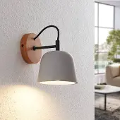 LUCANDE Wandlamp Kalinda , dimbaar, alu / grijs / zink, Woon-/ Eetkamer, Beton, Scandinavisch, wandlamp