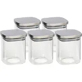Gerimport Gerim - Voedsel/etenswaren 5x voorraadpotten 1100ml glas en RVS deksel