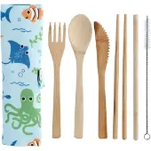 Puckator Splosh Zeeleven - 100% natuurlijk bamboe 6-delige bestek set