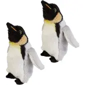 Ravensden 2x stuks pluche koningspinguin knuffel van 15 cm - pinguin knuffelbeesten