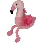 Ravensden Pluche flamingo knuffel - roze - 15 cm - Kleine vogels knuffelbeesten - dieren