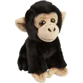 Ravensden Pluche knuffel dier Chimpansee aap - zwart - 18 cm - Speelgoed apen knuffelbeesten