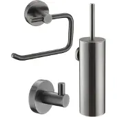 Ben Rundo toilet accessoires 3-delig geborsteld zwart