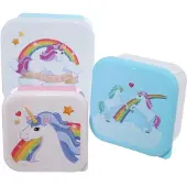 Puckator Set 3 Lunch Box S/M/L- Betoverende Regenboog Eenhoorn