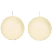 Trend Candles 2x Ronde kaarsen cremewit 7 cm 26 branduren sfeerkaarsen - bolkaarsen