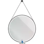SaniGoods Luna ronde spiegel met verlichting en ophangband 80cm zwart mat