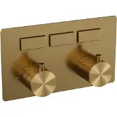 Brauer Gold Carving 3-weg inbouwthermostaat met drukknoppen met in- en afbouwdelen goud geborsteld PVD