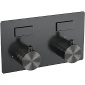 Brauer Gunmetal Carving 2-weg inbouwthermostaat met drukknoppen met in- en afbouwdelen gunmetal geborsteld PVD