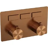 Brauer Copper Carving 3-weg inbouwthermostaat met drukknoppen met in- en afbouwdelen koper geborsteld PVD