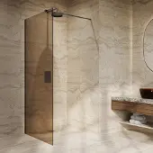 Saniclear Bronze inloopdouche brons glas 90x200cm mat zwart