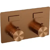 Brauer Copper Carving 2-weg inbouwthermostaat met drukknoppen met in- en afbouwdelen koper geborsteld PVD
