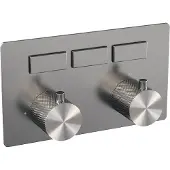 Brauer Brushed Carving 3-weg inbouwthermostaat met drukknoppen met in- en afbouwdelen RVS geborsteld PVD