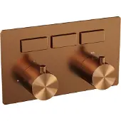 Brauer Copper Edition 3-weg inbouwthermostaat met drukknoppen met in- en afbouwdelen koper geborsteld PVD