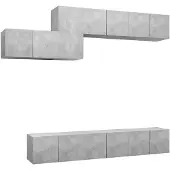 vidaXL 7-delig TV-meubelset, betonkleur, houtvezel