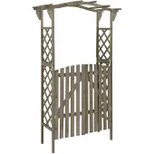 vidaXL Pergola met poort 116x40x204 cm massief vurenhout grijs