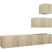 vidaXL 4-delige Tv-meubelset bewerkt hout sonoma eikenkleurig