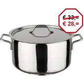 HorecaTraders Kookpan middel | RVS | 2.1 Liter | 16cmØ |voor gas, elektrisch, keramisch en inductie