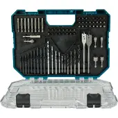 Makita Set van boren en bits (75 stuks) - - E-15126 - Stang 1/4" hex 65mm - Transparante plastic behuizing - Populaire bits