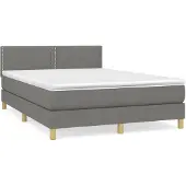 DKD Home Decor Boxspring met matras stof donkergrijs 140x200 cm