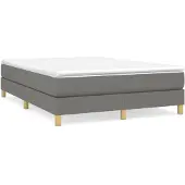 vidaXL Boxspring bed stof donkergrijs 140x200 cm