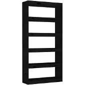vidaXL Boekenkast/kamerscherm 80x30x167,4 cm massief grenenhout zwart