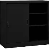 vidaXL Kantoorkast met schuifdeuren 90x40x90 cm staal zwart