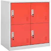 vidaXL Lockerkasten 2 st 90x45x92,5 cm staal lichtgrijs en rood
