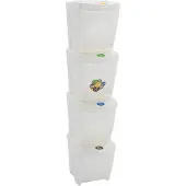 vidaXL Stapelbare afvalbakken, 4 stuks, wit, 100 liter, polypropyleen