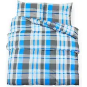vidaXL Dekbedovertrekset 135x200 cm katoen blauw en grijs